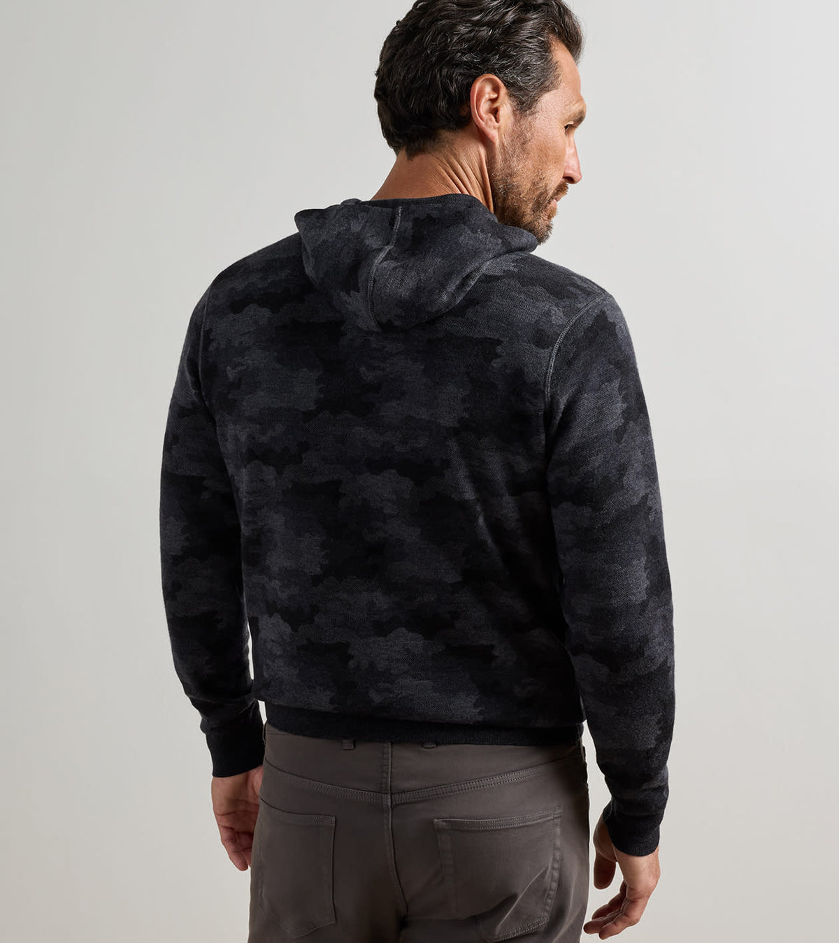 REVERSIBLE CAMO POPOVER HOODIE - BLACK