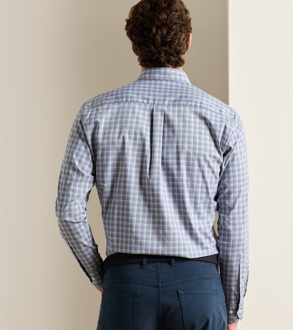 LINCOLN CROWN LITE COTTON STRETCH SHIRT - NAVY