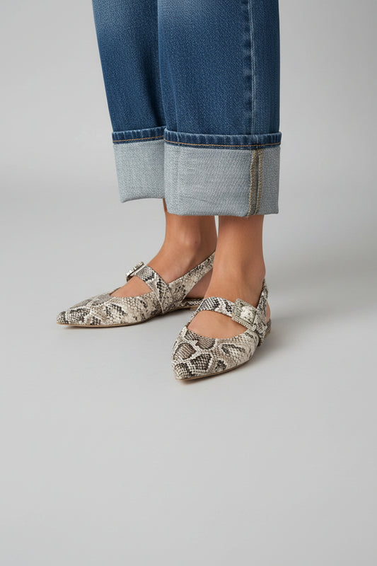 GRETA DIAMOND BOA SLINGBACK SHOE - BEIGE/GOLD/CRYSTAL