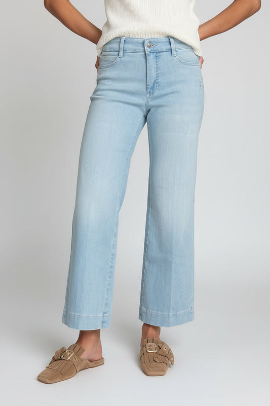 DREAM WIDE CROPPED FLOWER JEAN - CALIFORNIA BEACH USED WASH