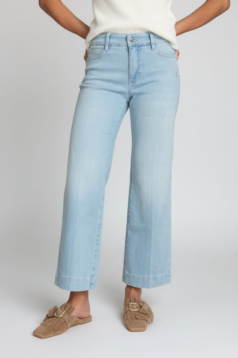 DREAM WIDE CROPPED FLOWER JEAN - CALIFORNIA BEACH USED WASH