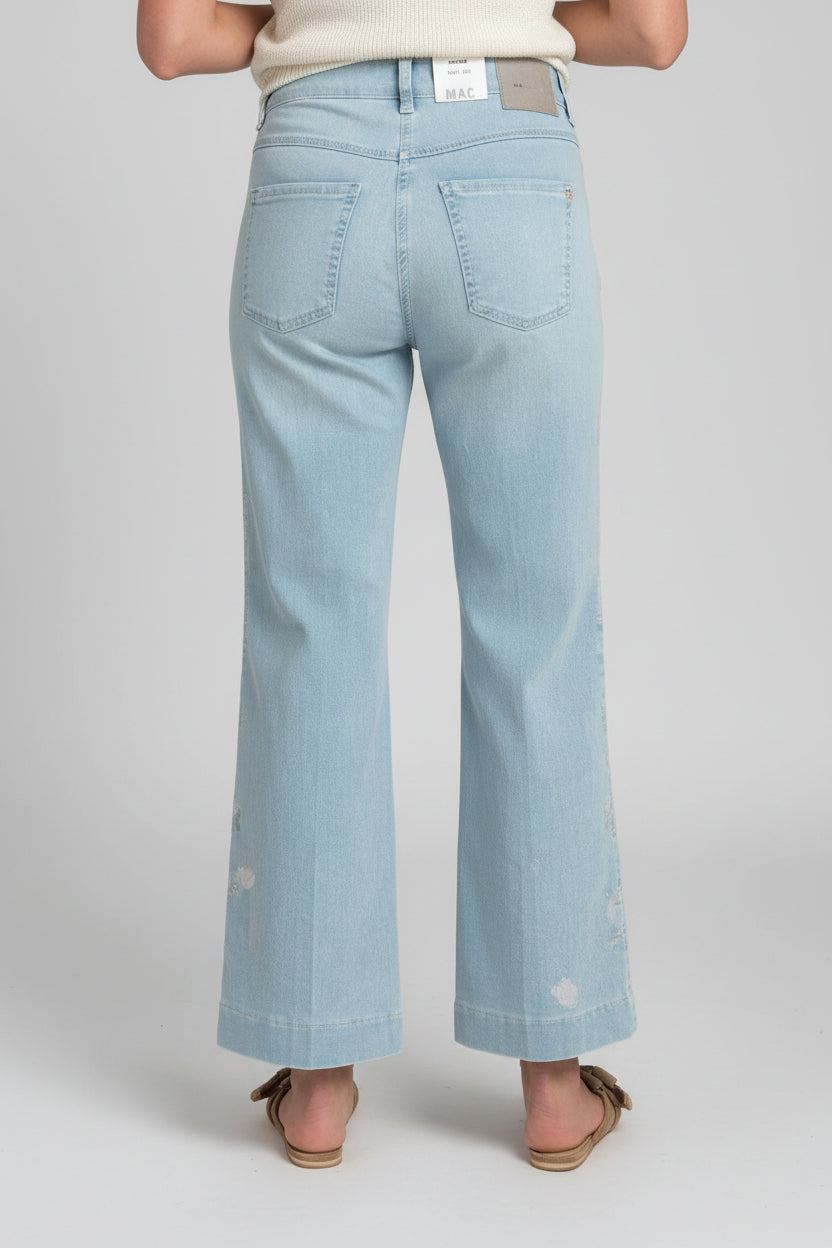 DREAM WIDE CROPPED FLOWER JEAN - CALIFORNIA BEACH USED WASH