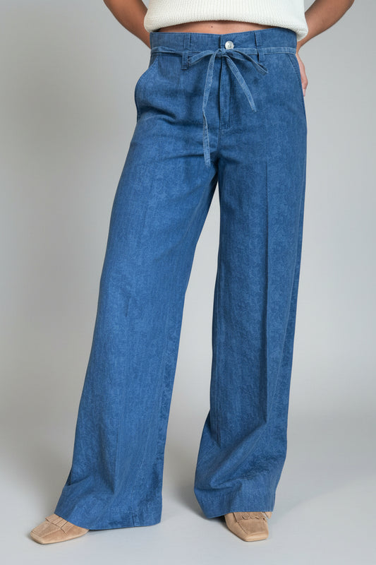 WENDY DENIM TROUSER - SOFT MID BLUE USED WASH