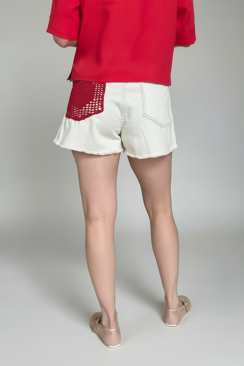 WIDE XL CROCHET SHORT - WHITE