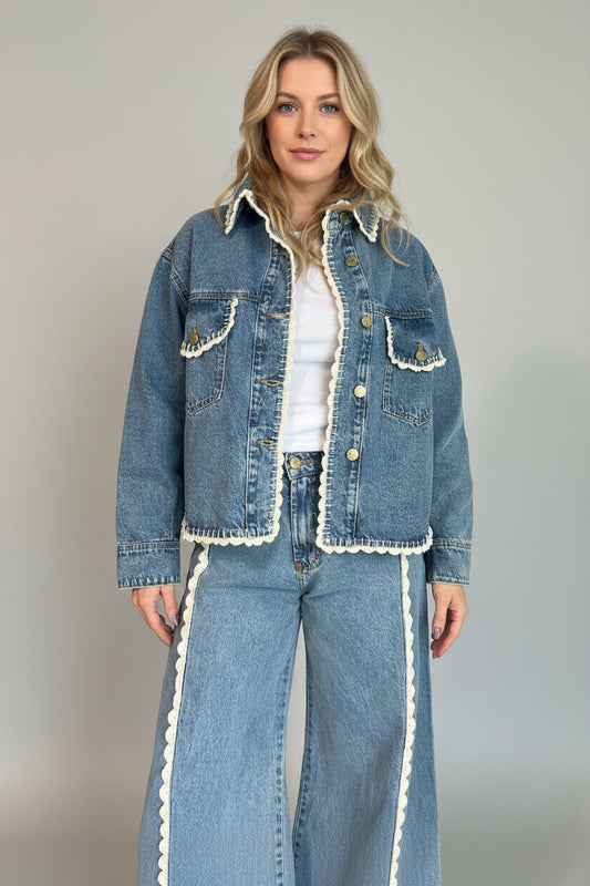 CUORO JEAN CROCHET JACKET - SKY BLUE