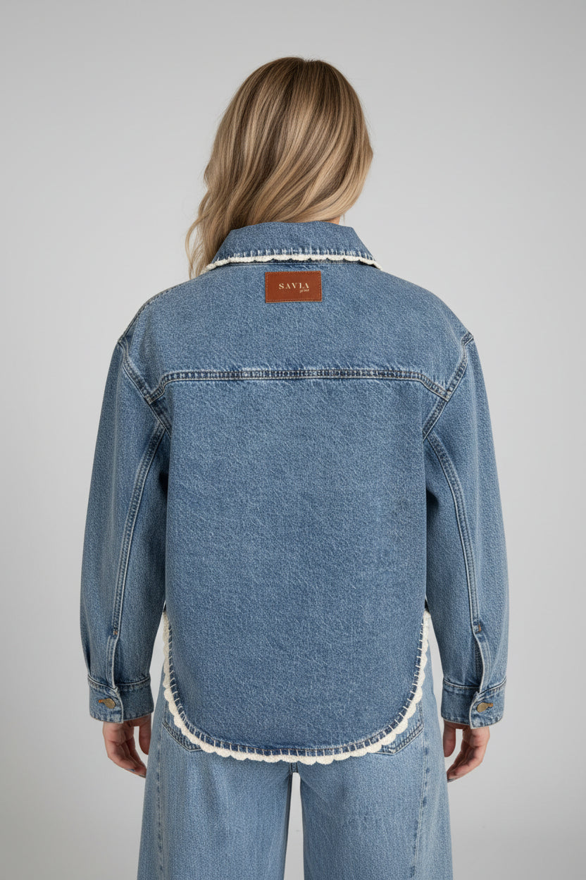 CUORO JEAN CROCHET JACKET - SKY BLUE