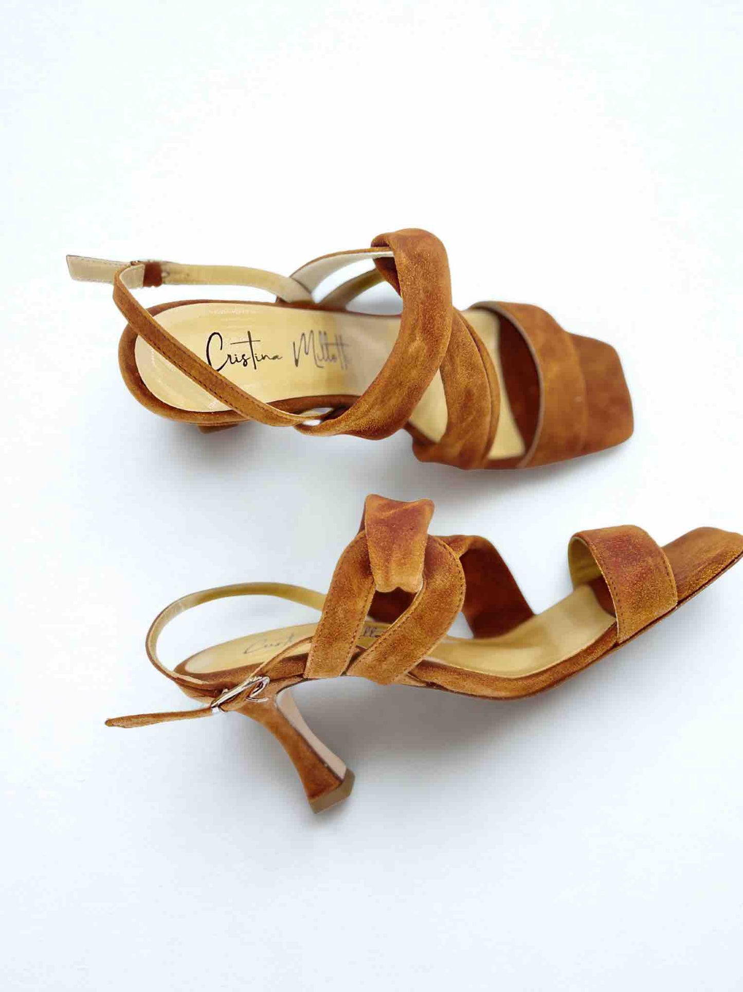 GIAMAICA SUEDE HEELED SANDAL - WHISKEY