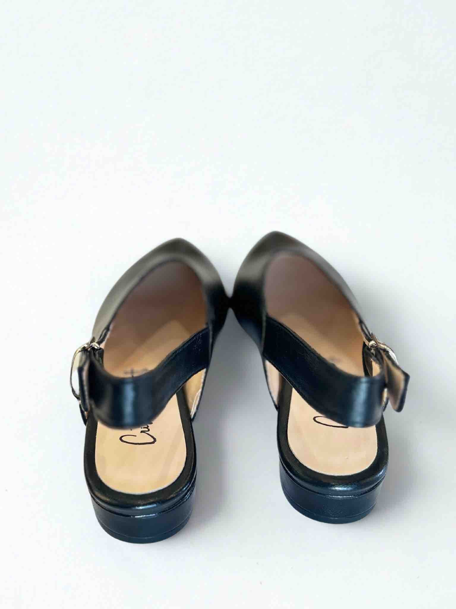 AMETISTA LEATHER SLINGBACK SANDAL - BLACK