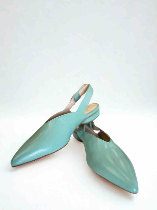 AMETISTA LEATHER SLINGBACK SANDAL - AQUAMARINE