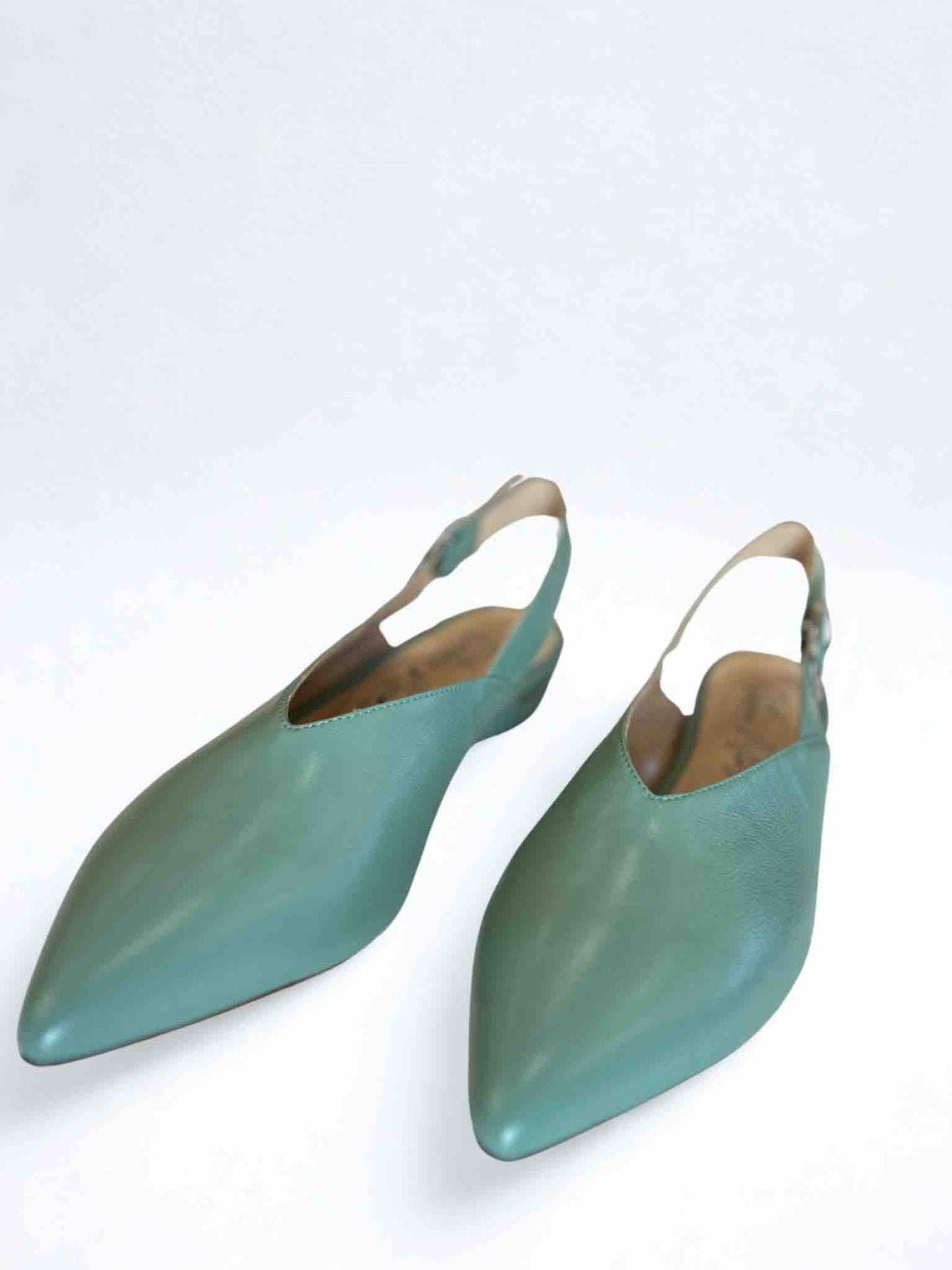 AMETISTA LEATHER SLINGBACK SANDAL - AQUAMARINE