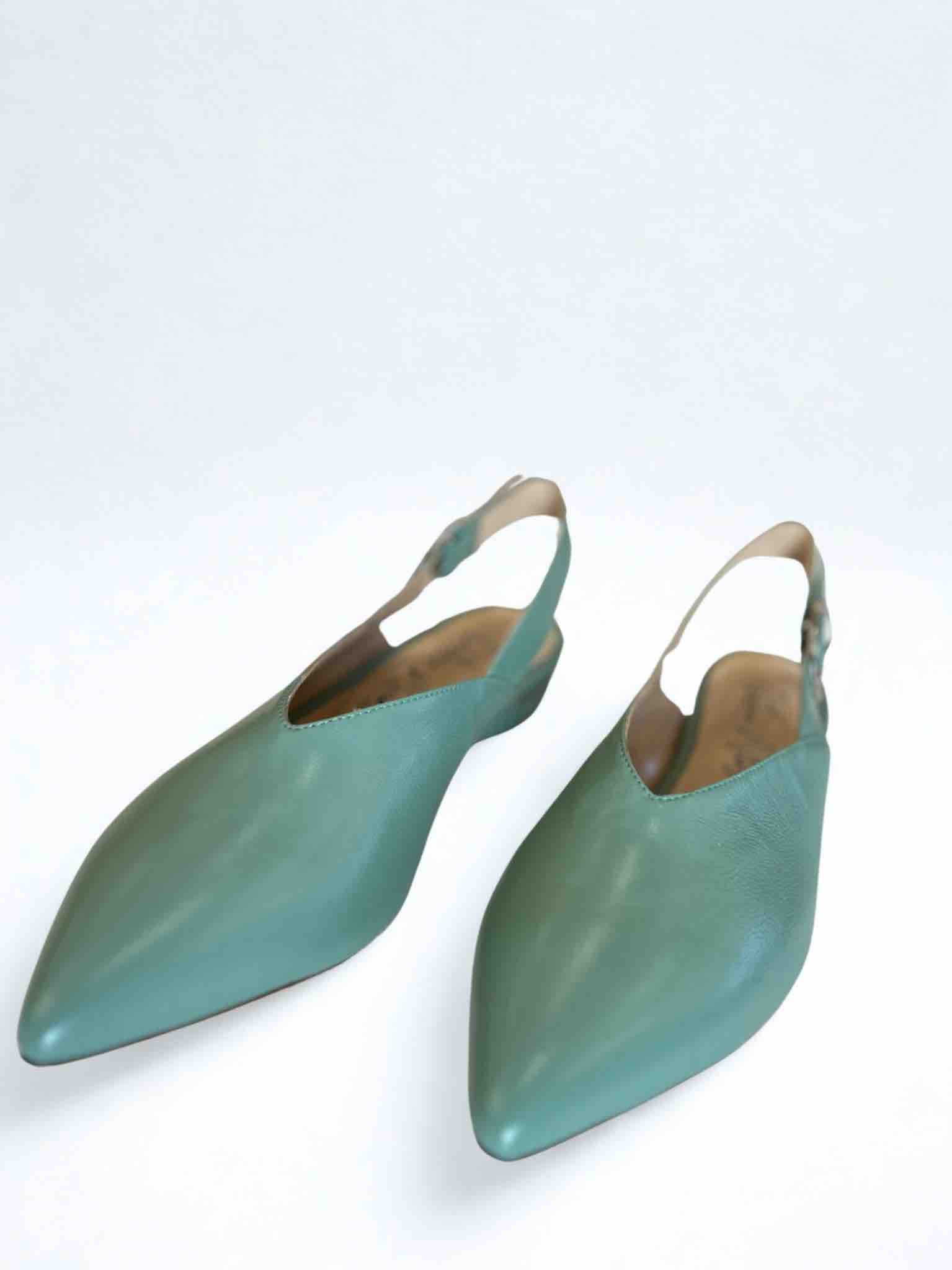 AMETISTA LEATHER SLINGBACK SANDAL - AQUAMARINE
