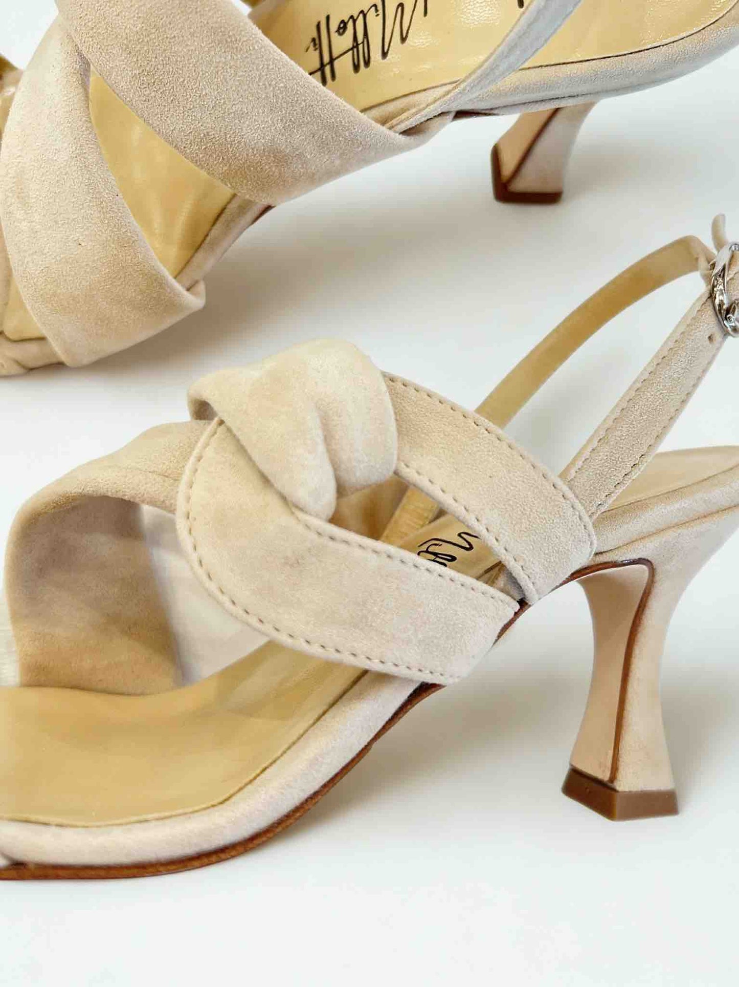 GIAMAICA SUEDE HEELED SANDAL - BEIGE