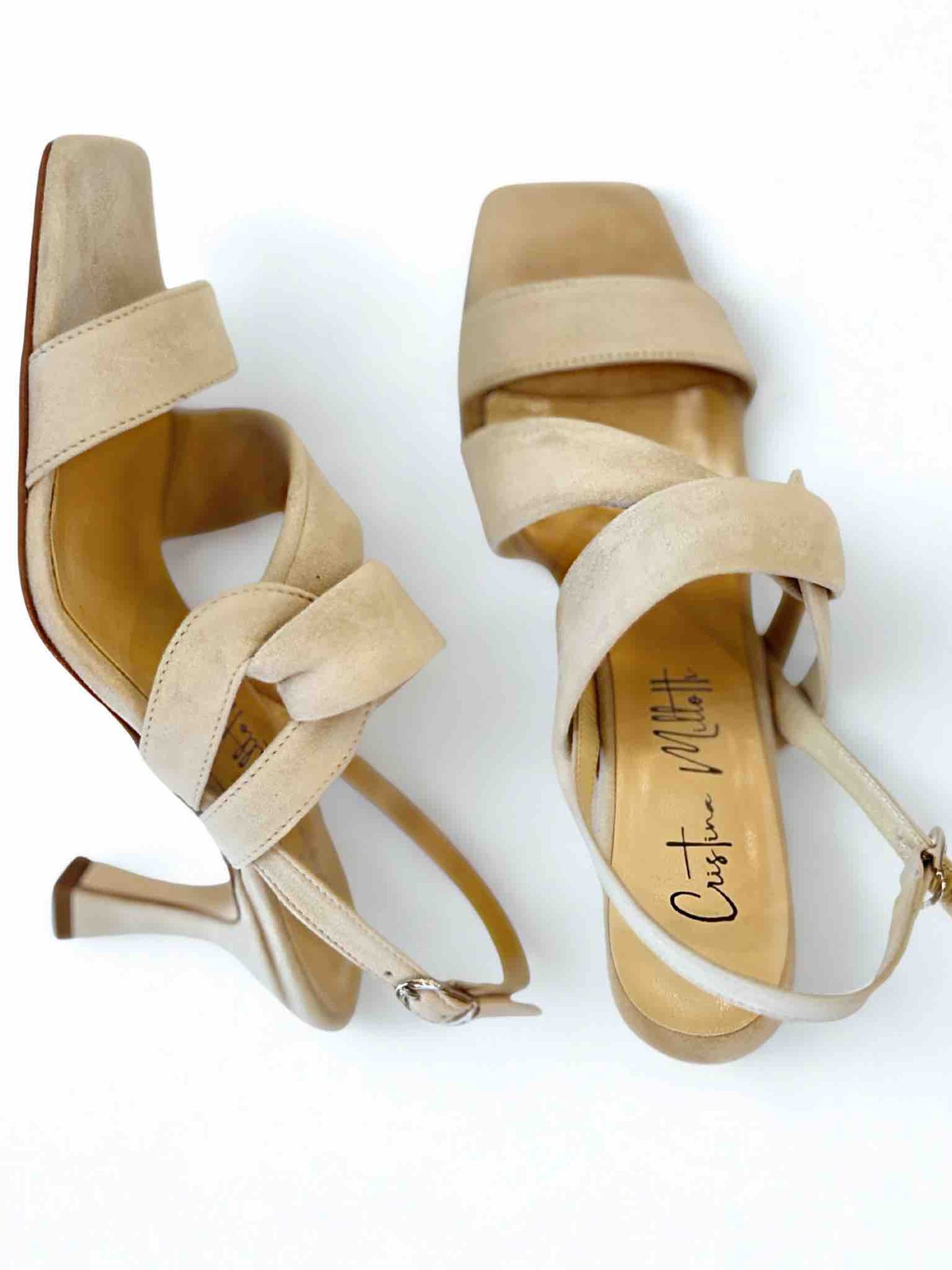 GIAMAICA SUEDE HEELED SANDAL - BEIGE