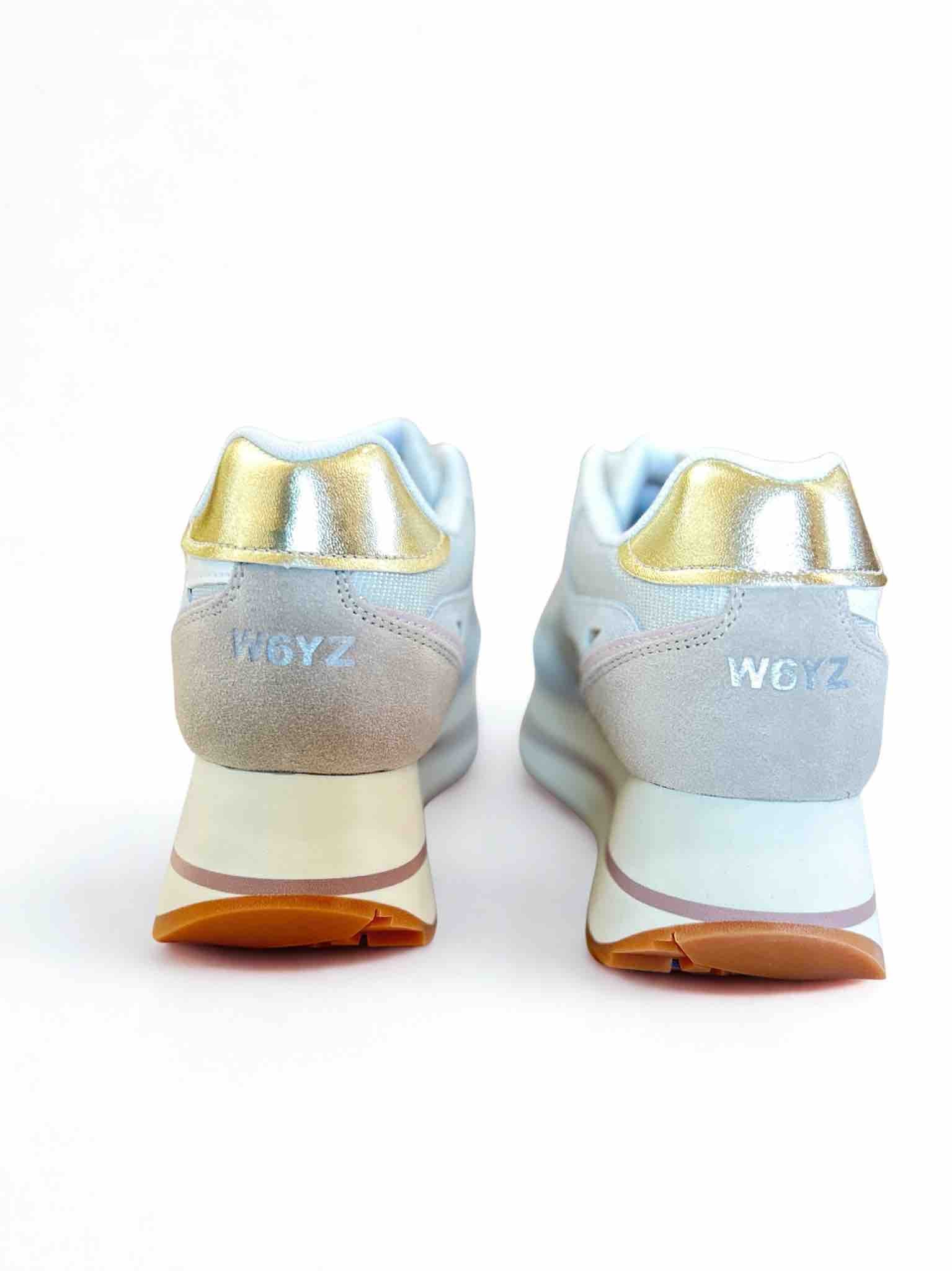 DEVA W. SUEDE METALLIC FABRIC SNEAKER - WHITE/BEIGE/PLATINUM