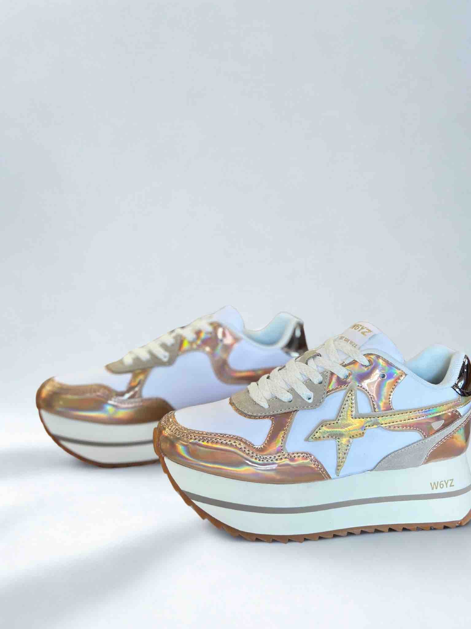 DEVA W. MIRROR NYLON SNEAKER - PINK/WHITE/BEIGE