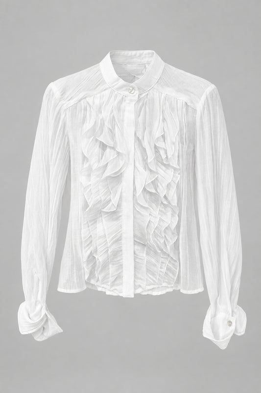 RAFFAELE RUFFLE SHIRT- WHITE