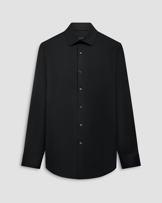 OOOHCOTTON 8 WAY STRETCH SOLID SHIRT - BLACK