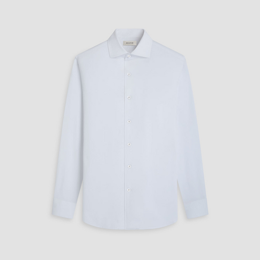SOLID 8 WAY STRETCH BUTTON DOWN SHIRT - WHITE
