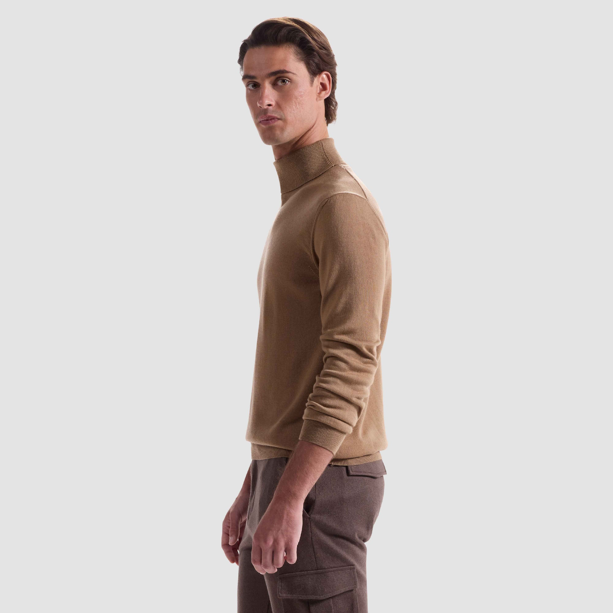 SUPER MERINO WOOL TURTLENECK - CAMEL