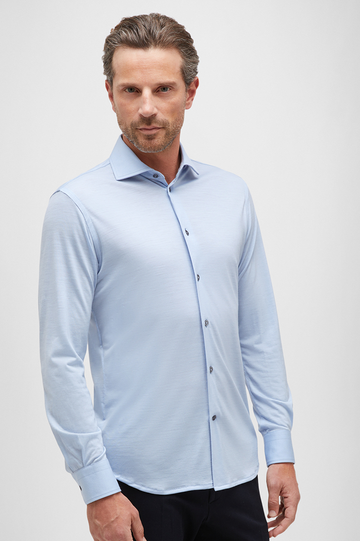 SANTINI REDA ACTIVE WOOL SHIRT - SKY BLUE