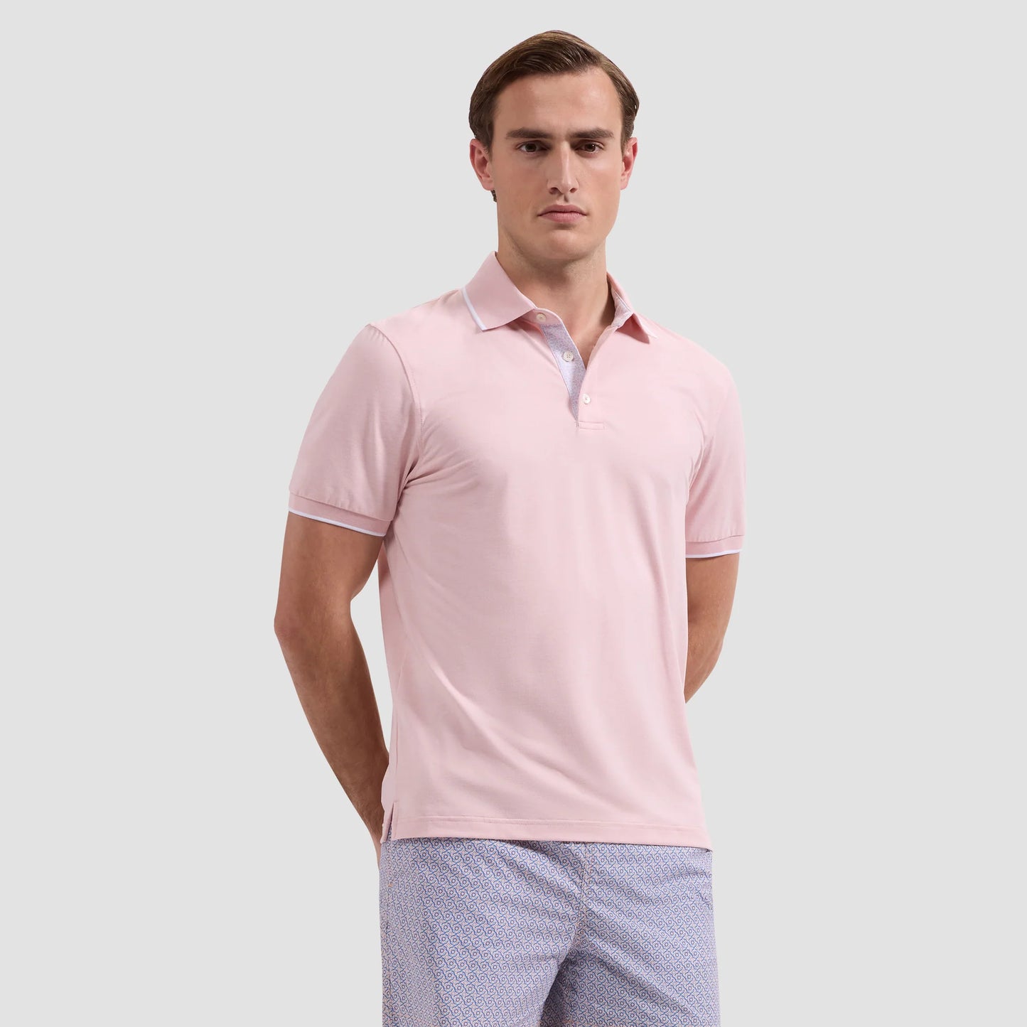 PERFORMANCE POLO WITH CONTRAST TRIM - PINK
