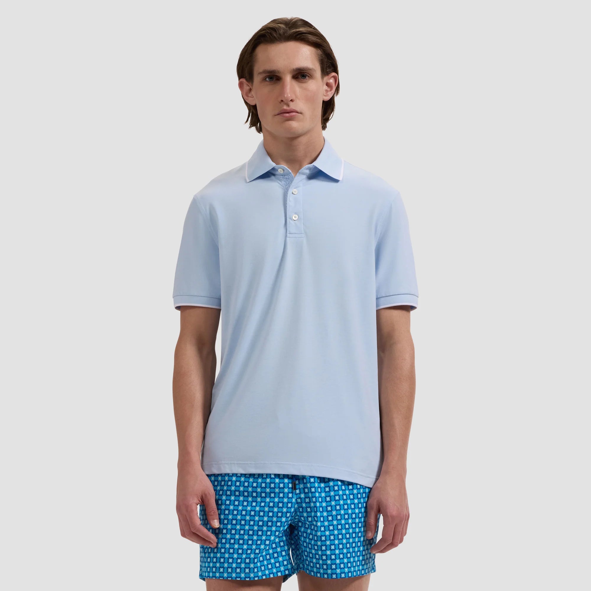 PERFORMANCE POLO WITH CONTRAST TRIM - VISTA BLUE