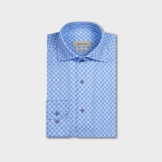 CIRCLE PRINT 8 WAY STRETCH SHIRT - AIR BLUE
