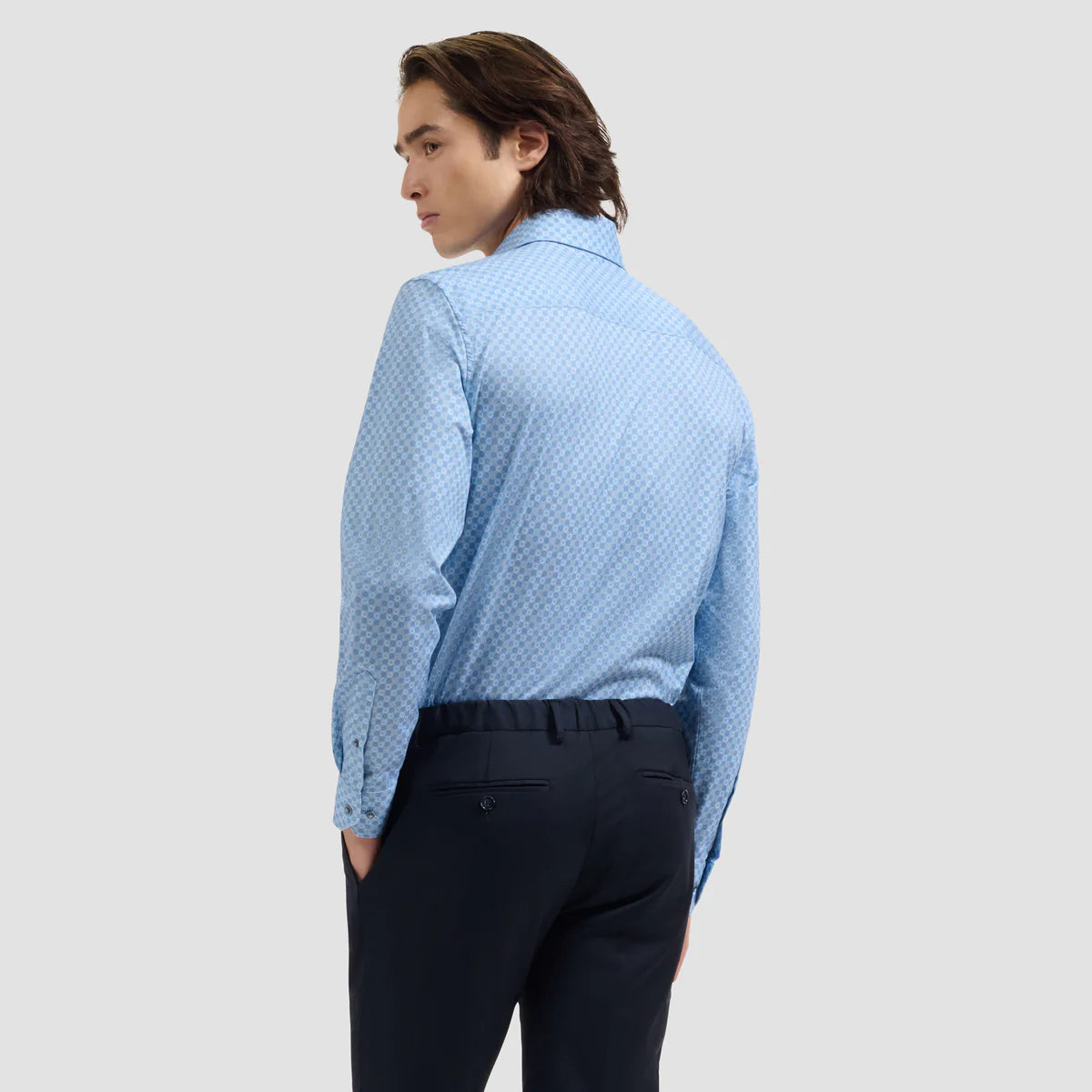 CIRCLE PRINT 8 WAY STRETCH SHIRT - AIR BLUE