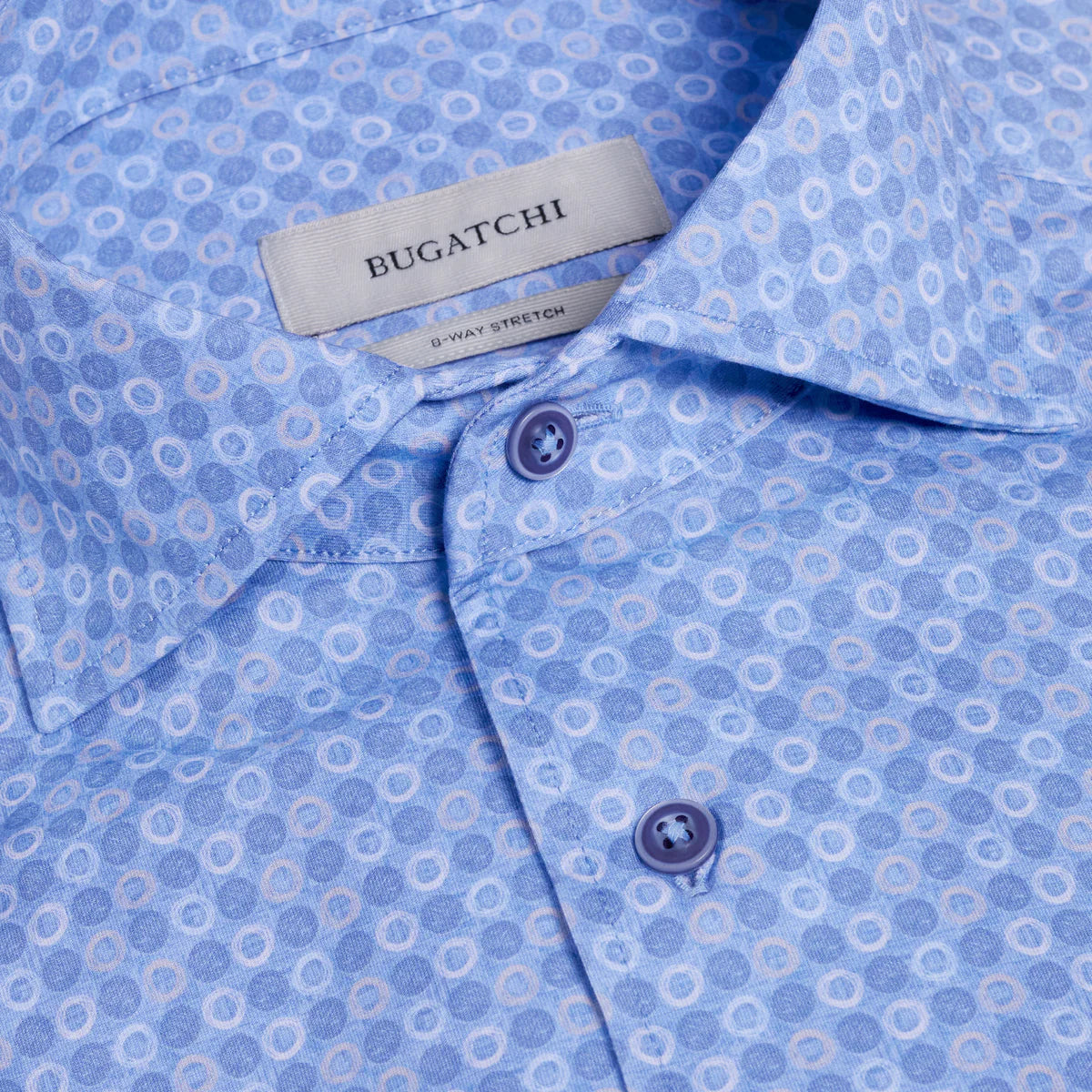 CIRCLE PRINT 8 WAY STRETCH SHIRT - AIR BLUE