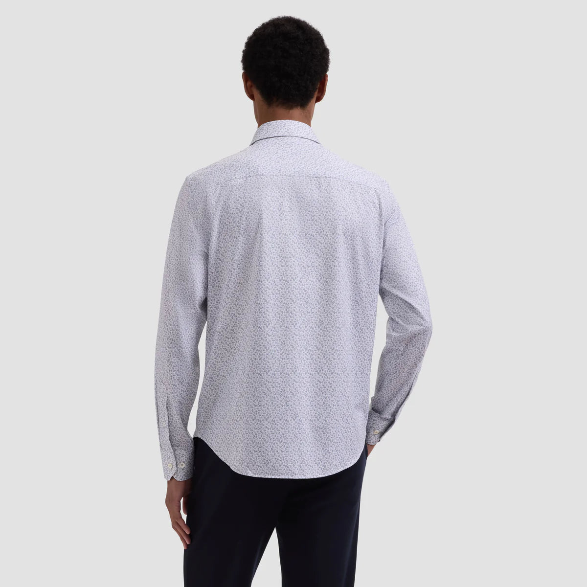 SMALL LEAF PRINT 8 WAY STRETCH SHIRT - SAND