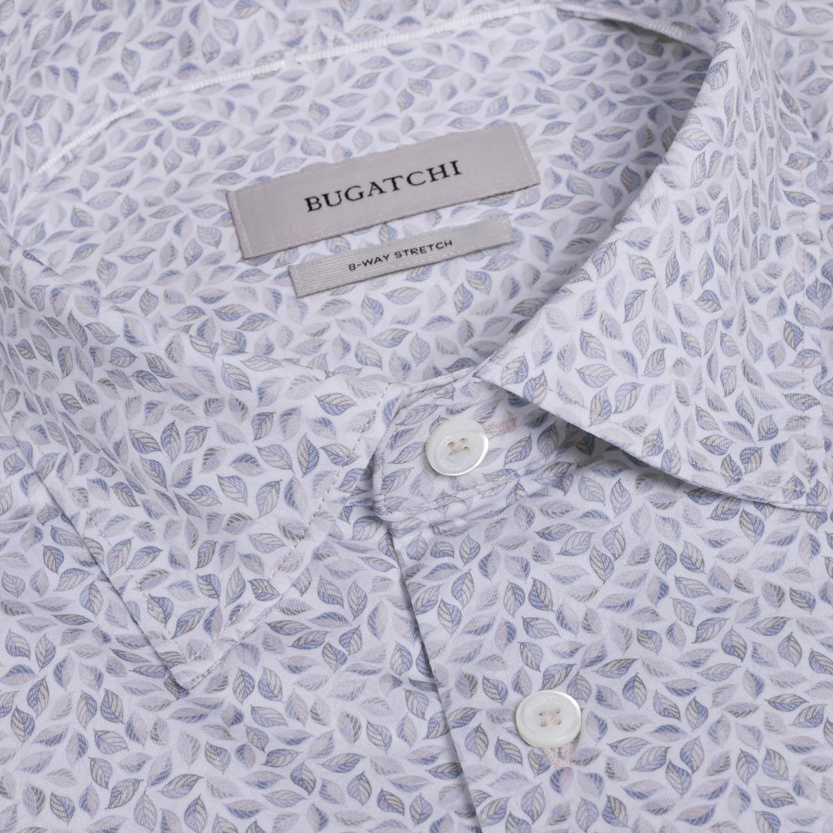 SMALL LEAF PRINT 8 WAY STRETCH SHIRT - SAND