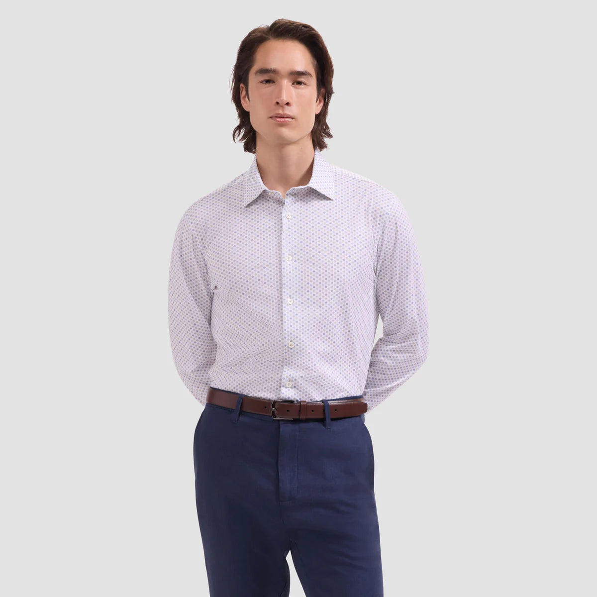 POLKA DOT 8 WAY STRETCH SHIRT - SAND