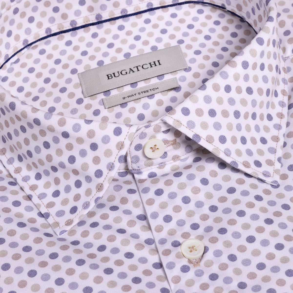 POLKA DOT 8 WAY STRETCH SHIRT - SAND