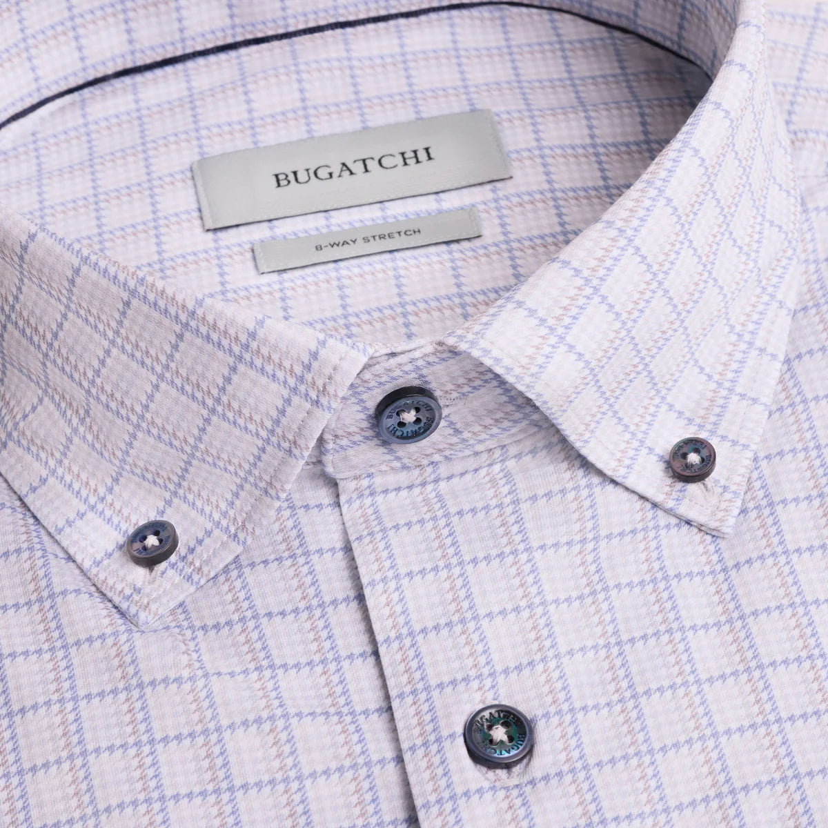 HOUNDSTOOTH CHECK 8 WAY STRETCH SHIRT - LIMESTONE
