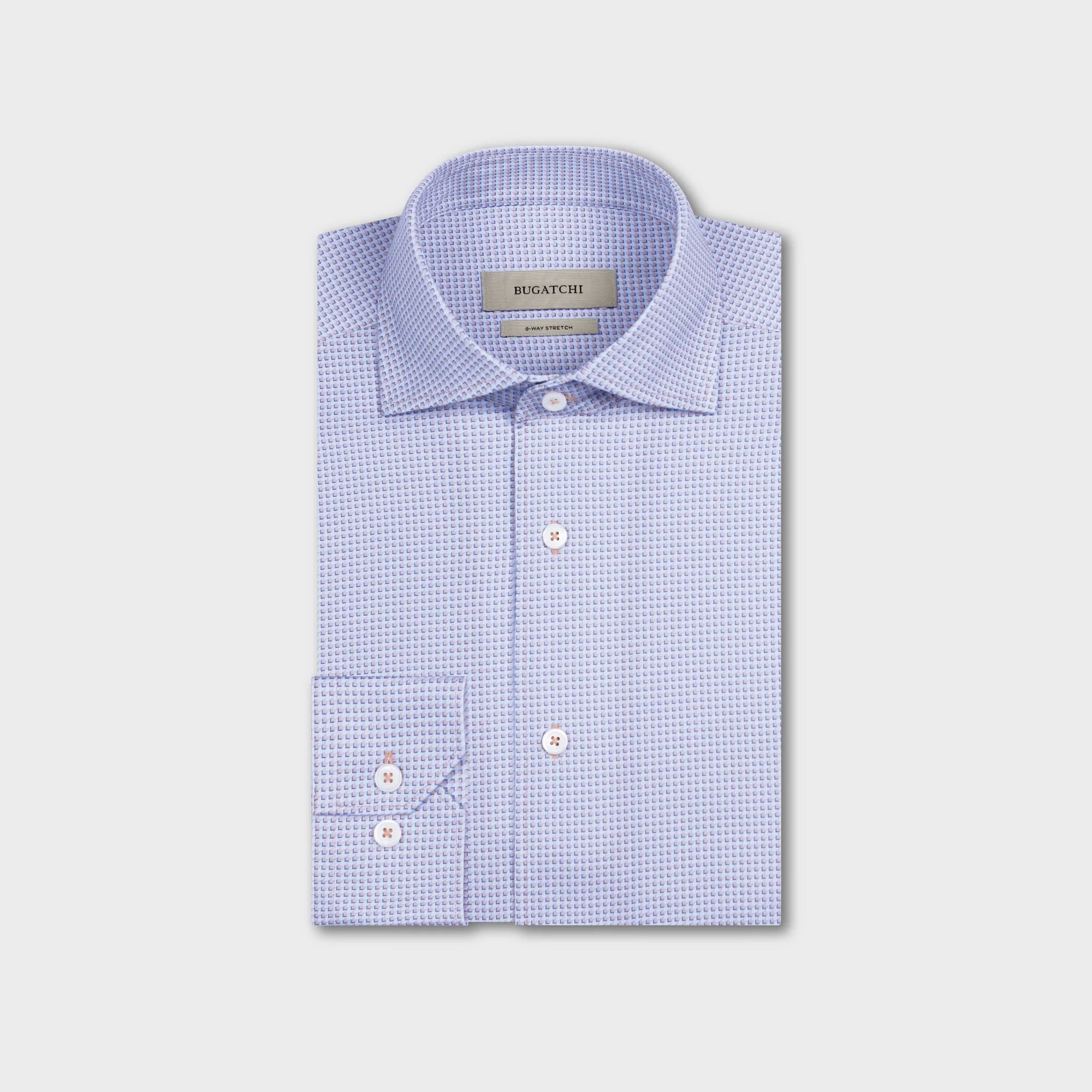 SMALL GEOMETRIC PRINT 8 WAY STRETCH SHIRT - SAND