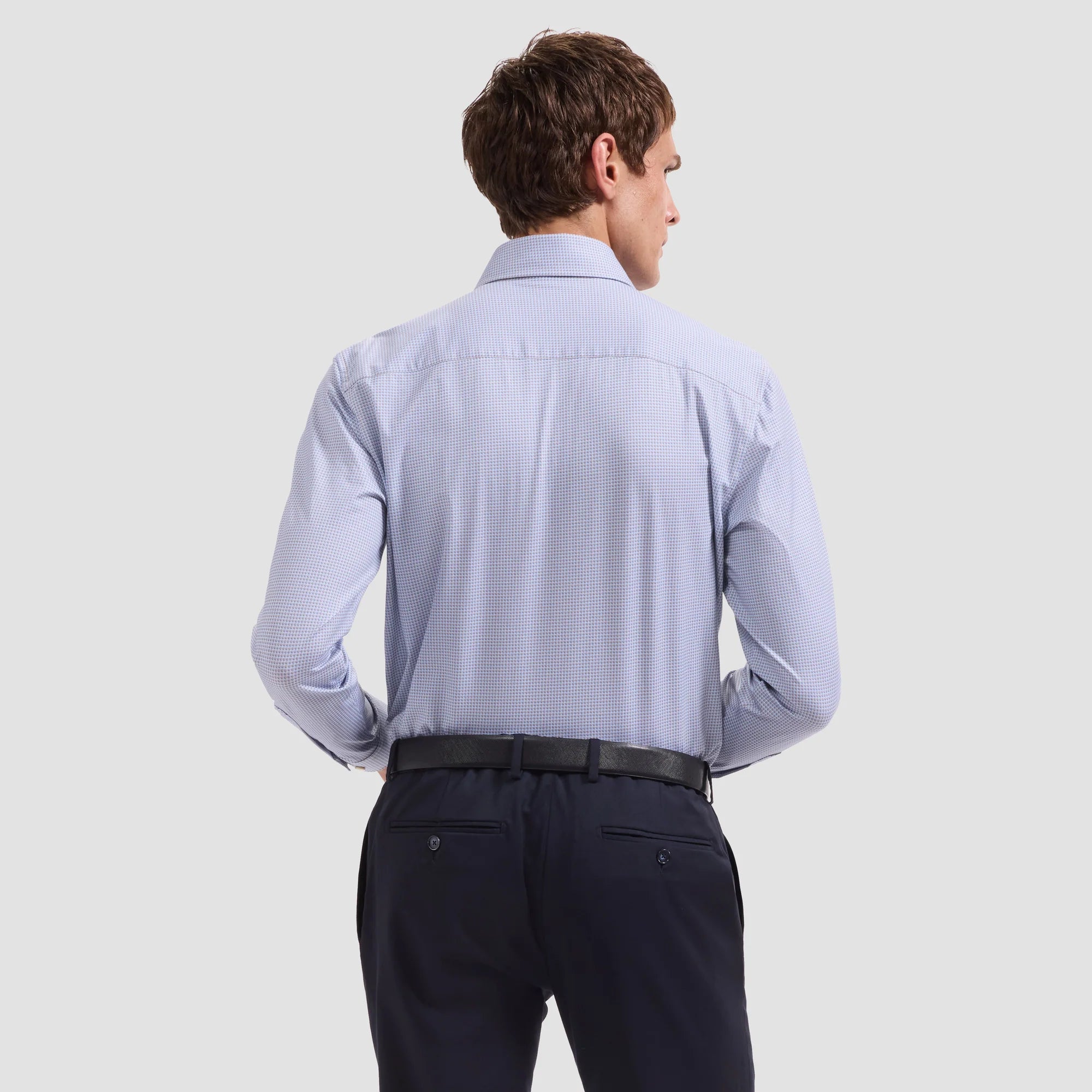 SMALL GEOMETRIC PRINT 8 WAY STRETCH SHIRT - SAND