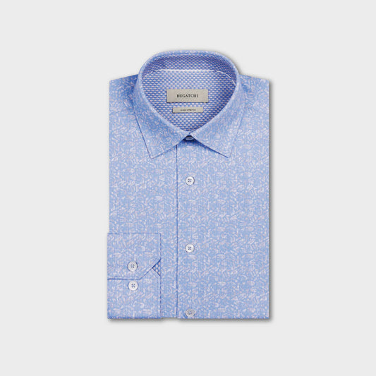 ABSTRACT BOTANICAL PRINT 8 WAY STRETCH SHIRT - AIR BLUE