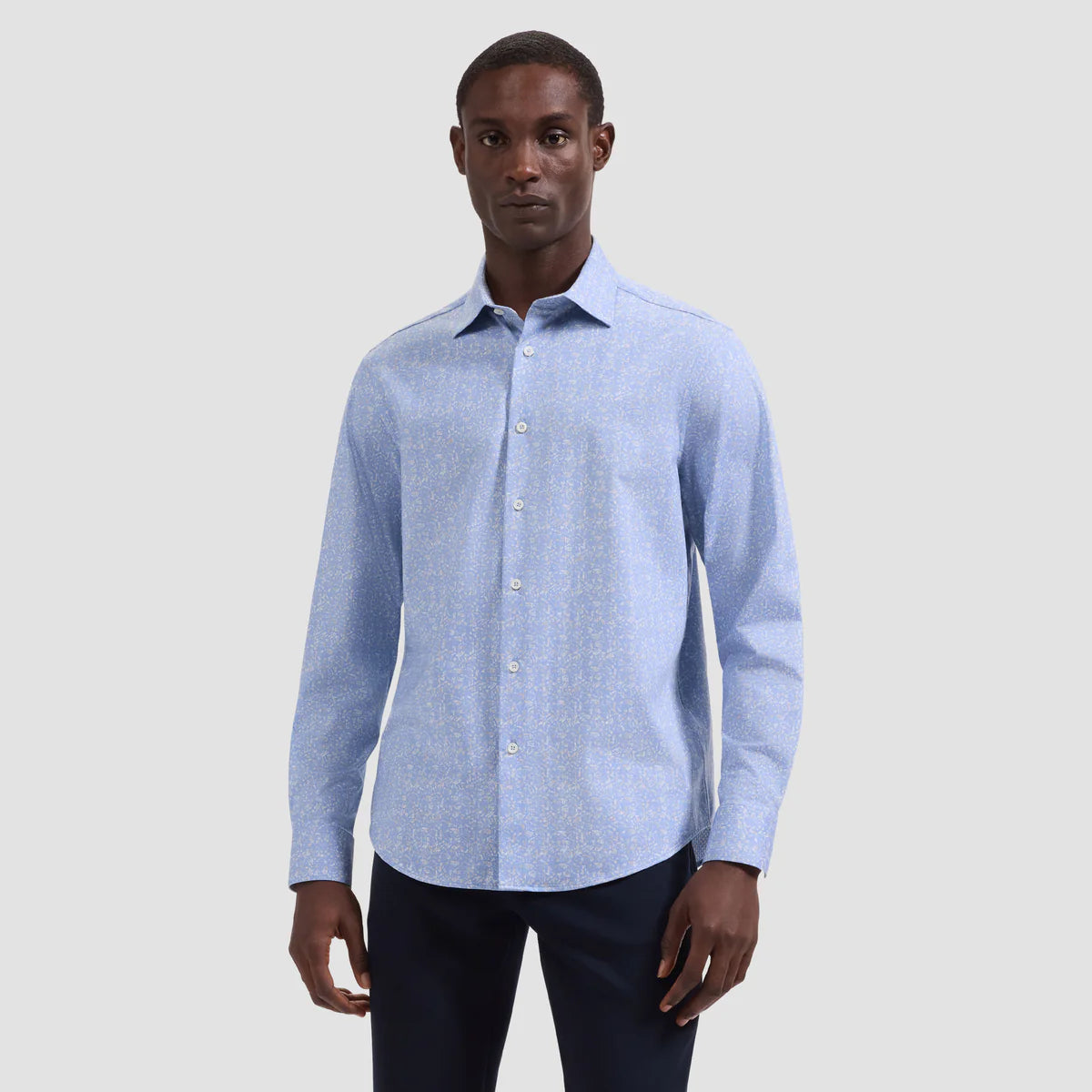 ABSTRACT BOTANICAL PRINT 8 WAY STRETCH SHIRT - AIR BLUE