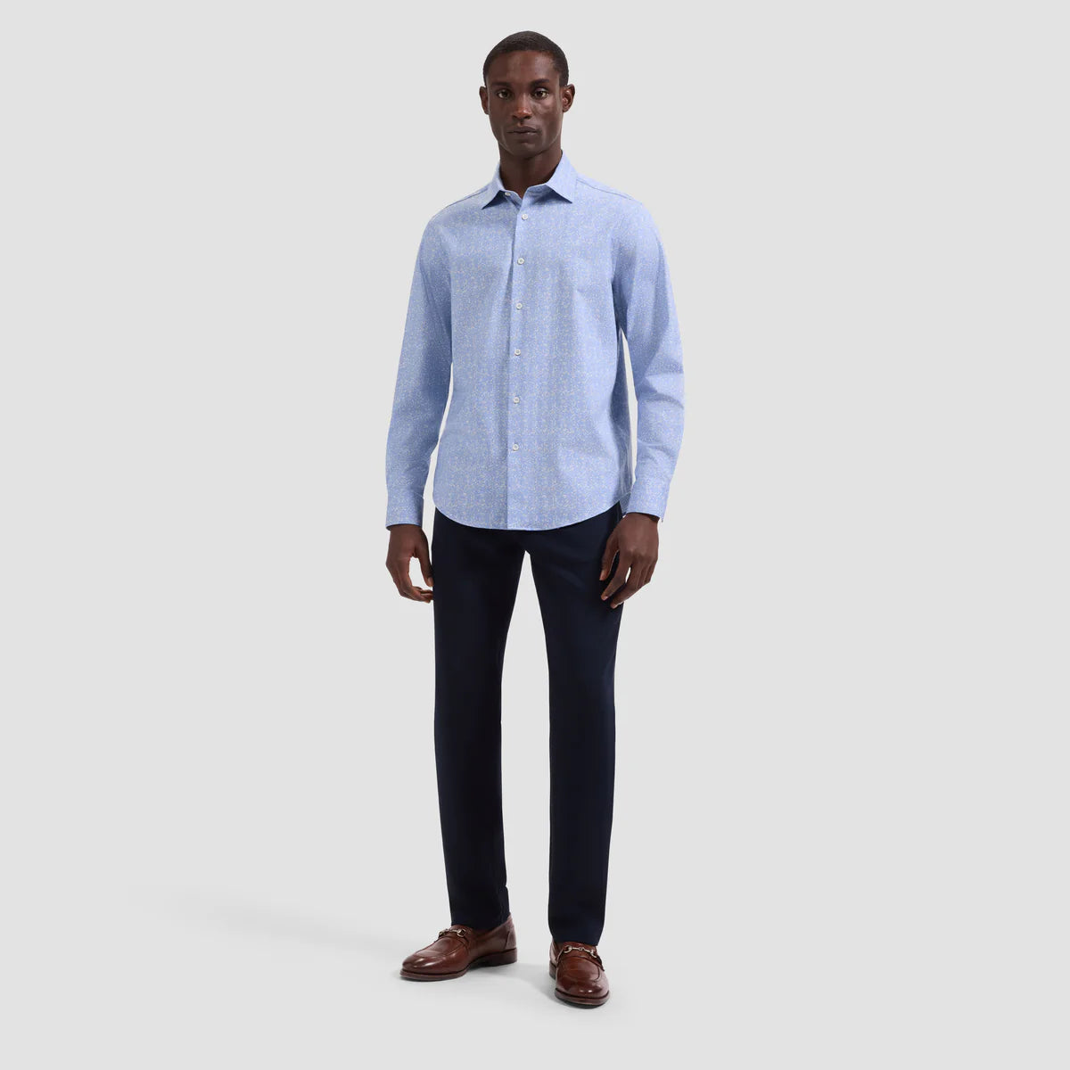 ABSTRACT BOTANICAL PRINT 8 WAY STRETCH SHIRT - AIR BLUE