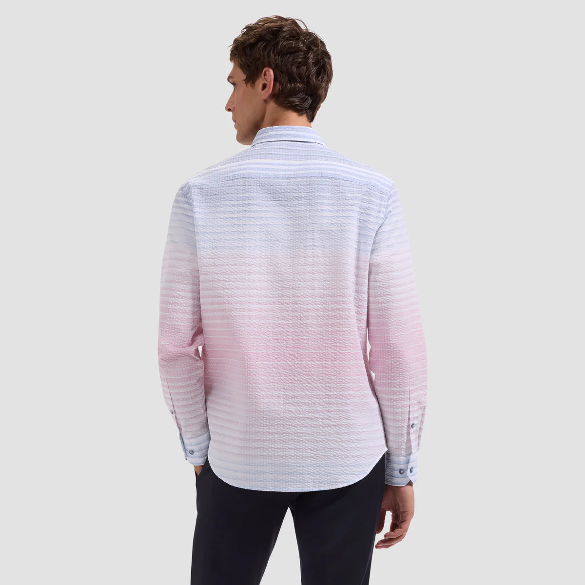 OMBRE CHECK SEERSUCKER SHAPED FIT SHIRT - DUSTY PINK