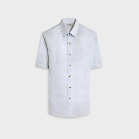 ABSTRACT PRINT SEERSUCKER SHORT SLEEVE SHIRT - SEA SPRAY
