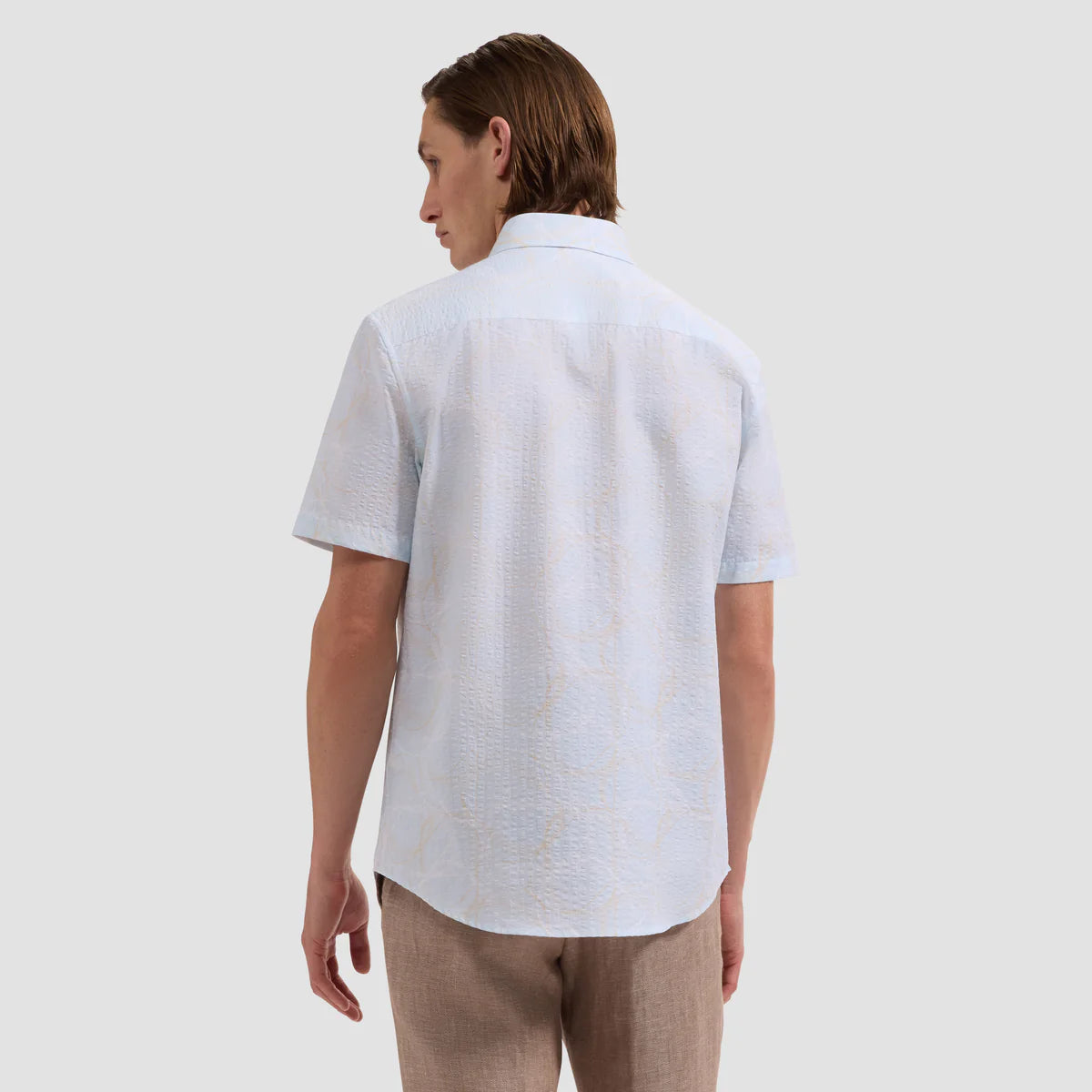 ABSTRACT PRINT SEERSUCKER SHORT SLEEVE SHIRT - SEA SPRAY