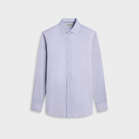 SOLID COTTON VISCOSE SILK SHAPED FIT SHIRT - AIR BLUE
