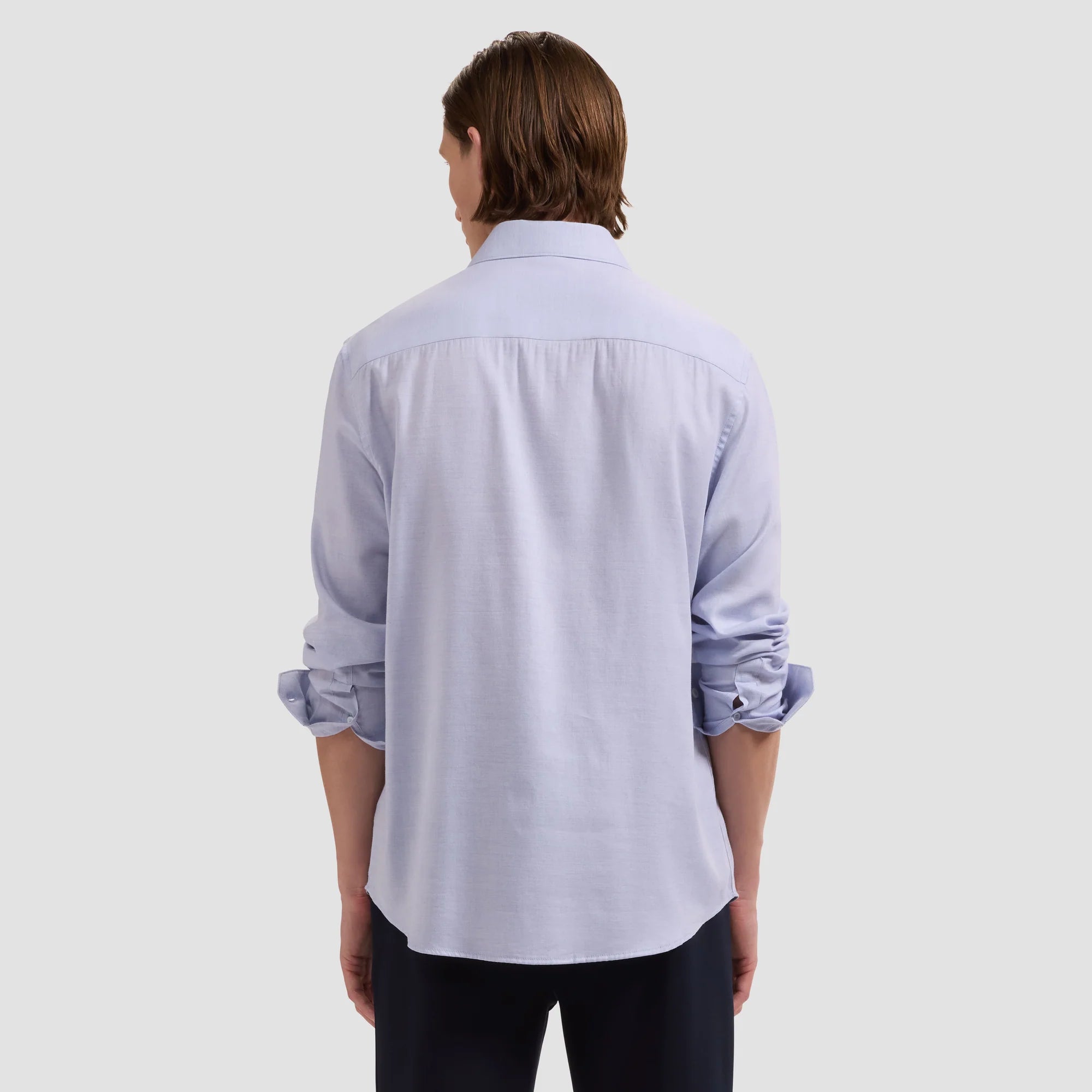 SOLID COTTON VISCOSE SILK SHAPED FIT SHIRT - AIR BLUE