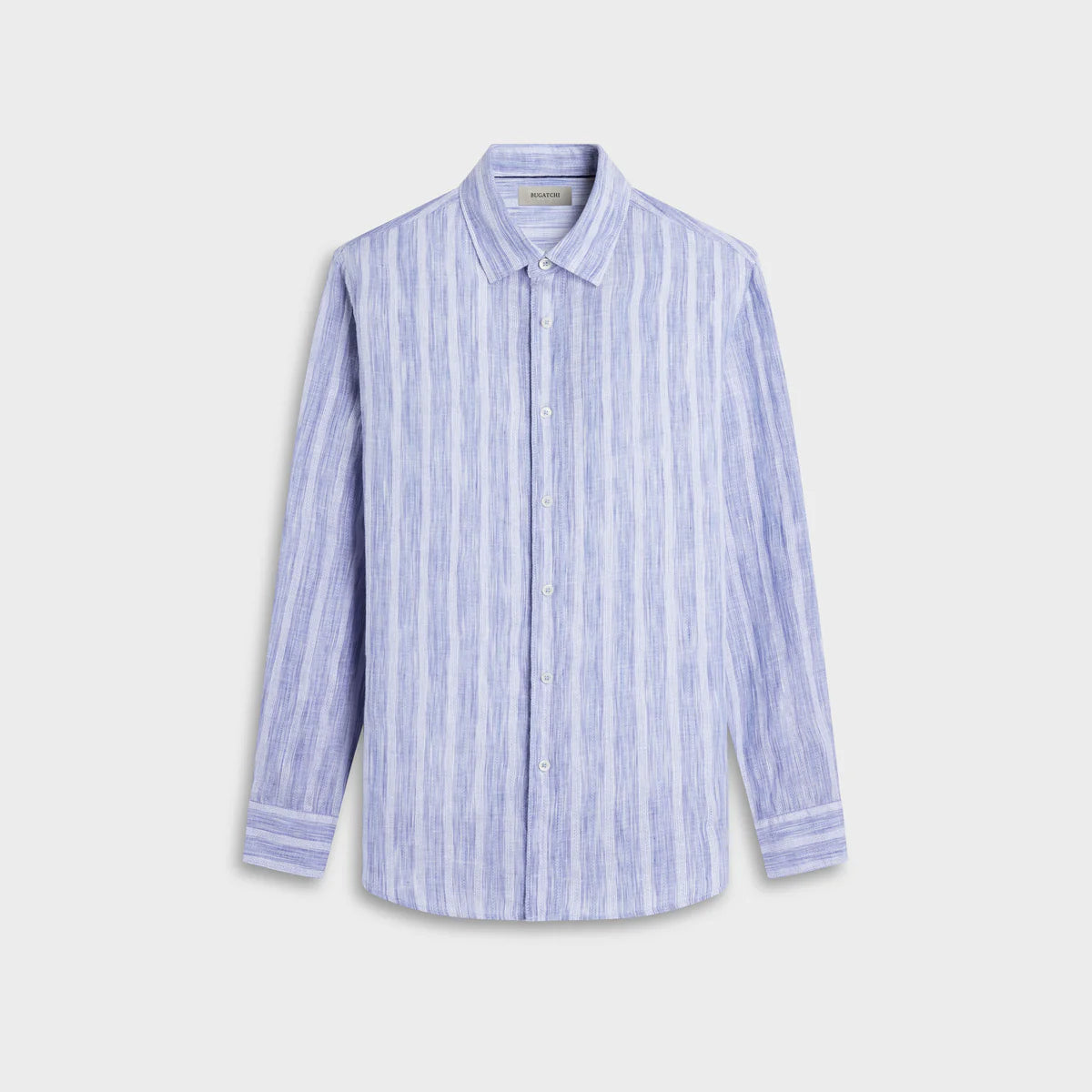 TEXTURED STRIPE FINE LINEN SHAPED FIT SHIRT - CLASSIC BLUE
