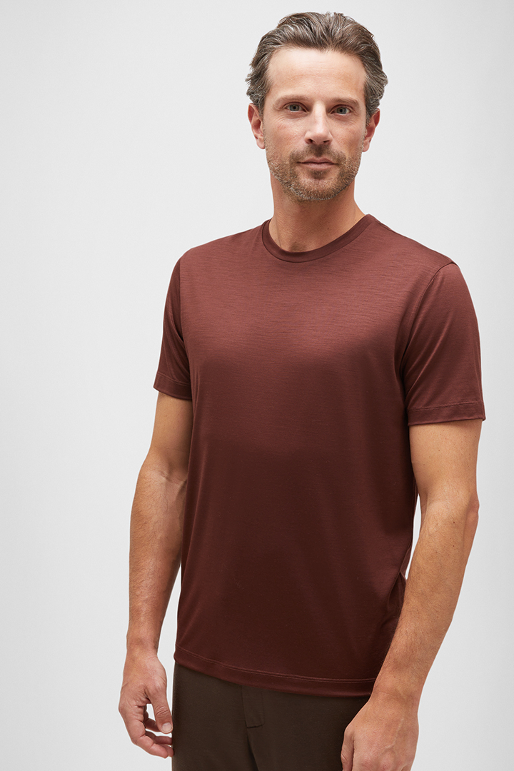 RUSTY BROWN WOOL REDA ACTIVE TEE SHIRT