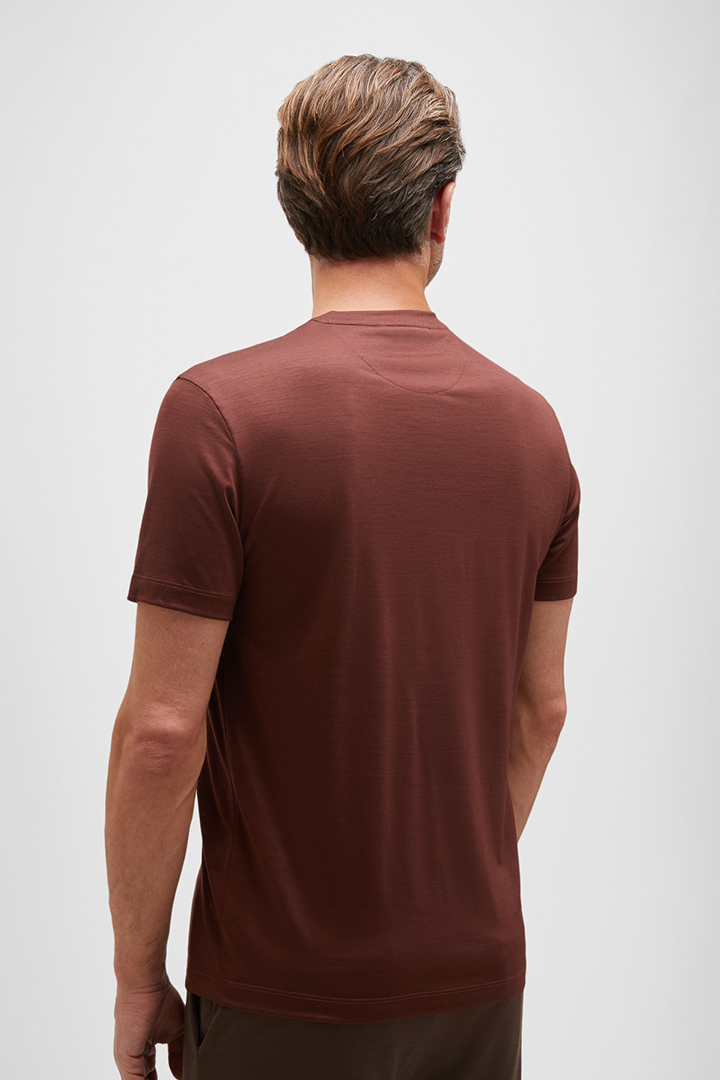 RUSTY BROWN WOOL REDA ACTIVE TEE SHIRT