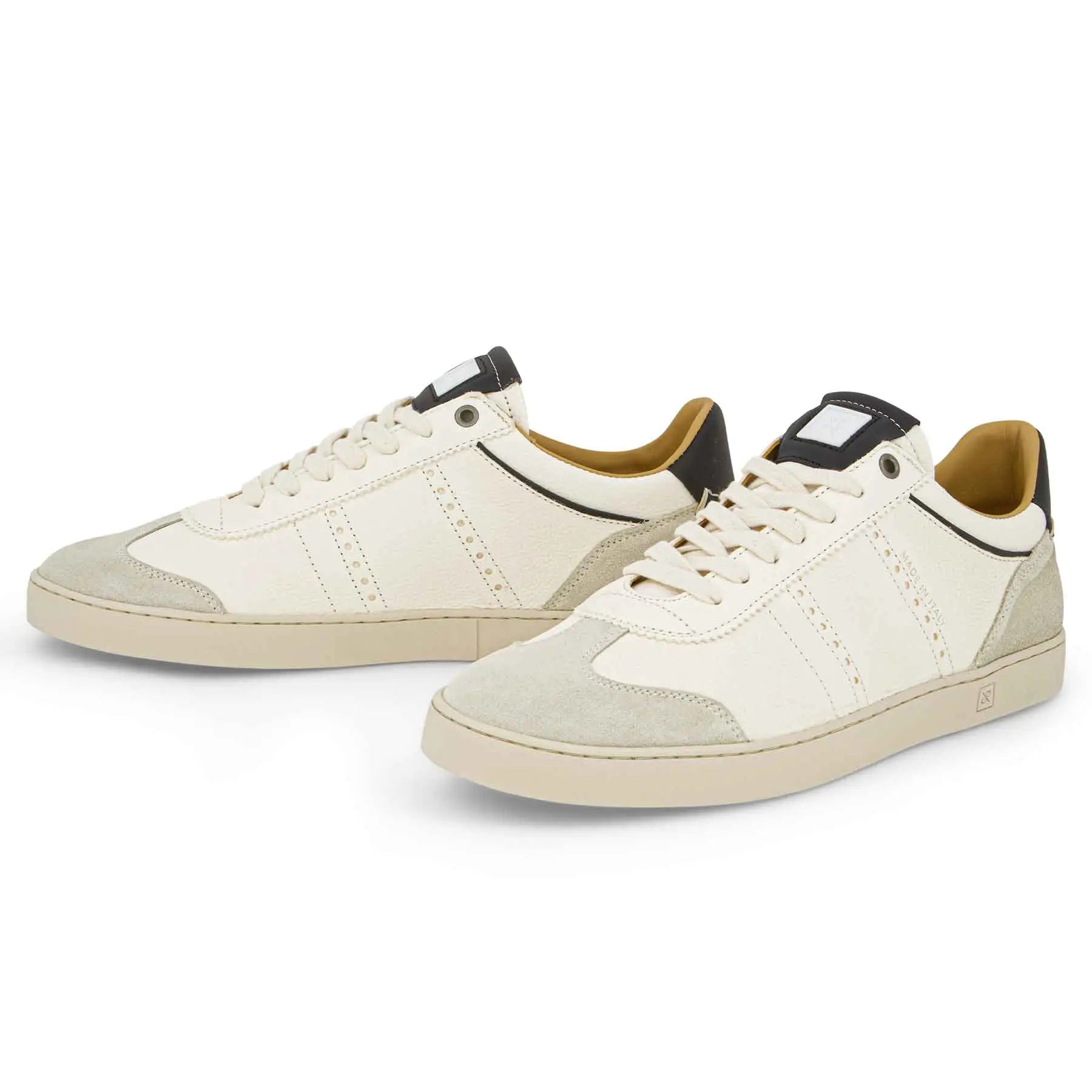JUDY MEN'S LEATHER SUEDE SNEAKER - WHITE/BLACK