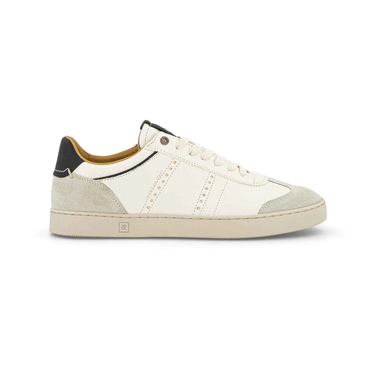 JUDY MEN'S LEATHER SUEDE SNEAKER - WHITE/BLACK