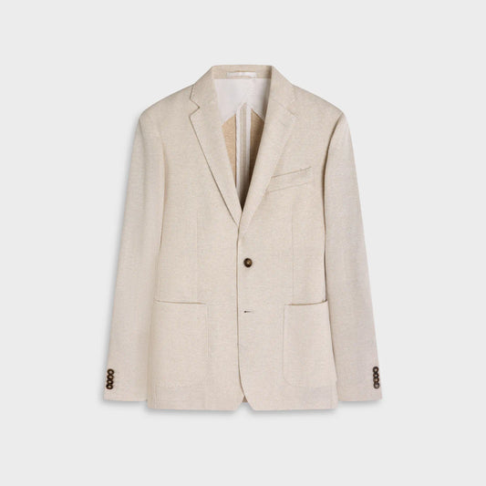 HERRINGBONE LINEN BLEND SOFT COAT - SAND